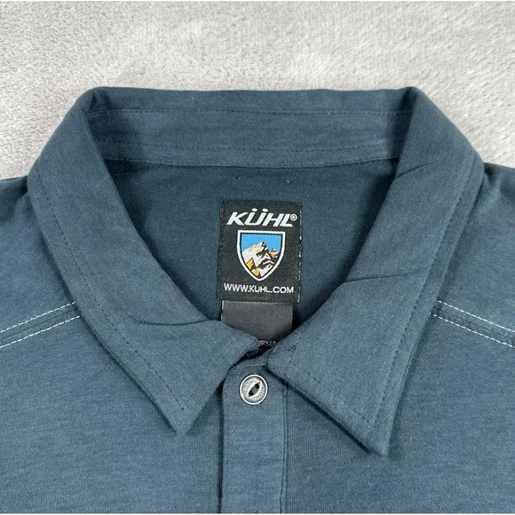 Kuhl Skor Polo Shirt Mens Small Deep River Blue Supima Cotton Casual Outdoors - Picture 2 of 12